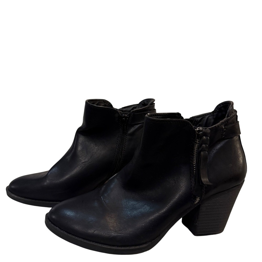 Jameson Womens Black Faux Leather Block Heel‎ Ankle Booties Size 9M LGM/8388